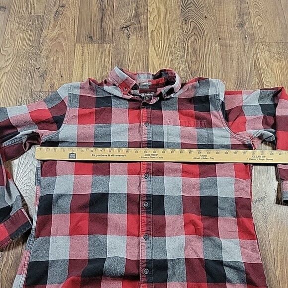Eddie Bauer Flannel Shirt Mens Tall XL Red Black Gray Classic Button Down Plaid - Picture 4 of 7